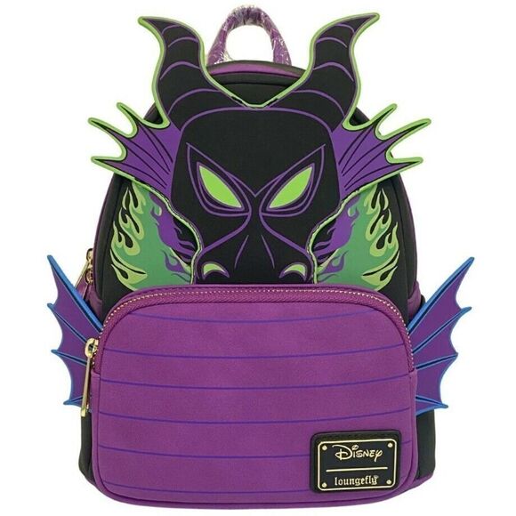 Loungefly Handbags - Loungefly Maleficent Dragon Mini Backpack Glow in the Dark Flames NWT In Hand